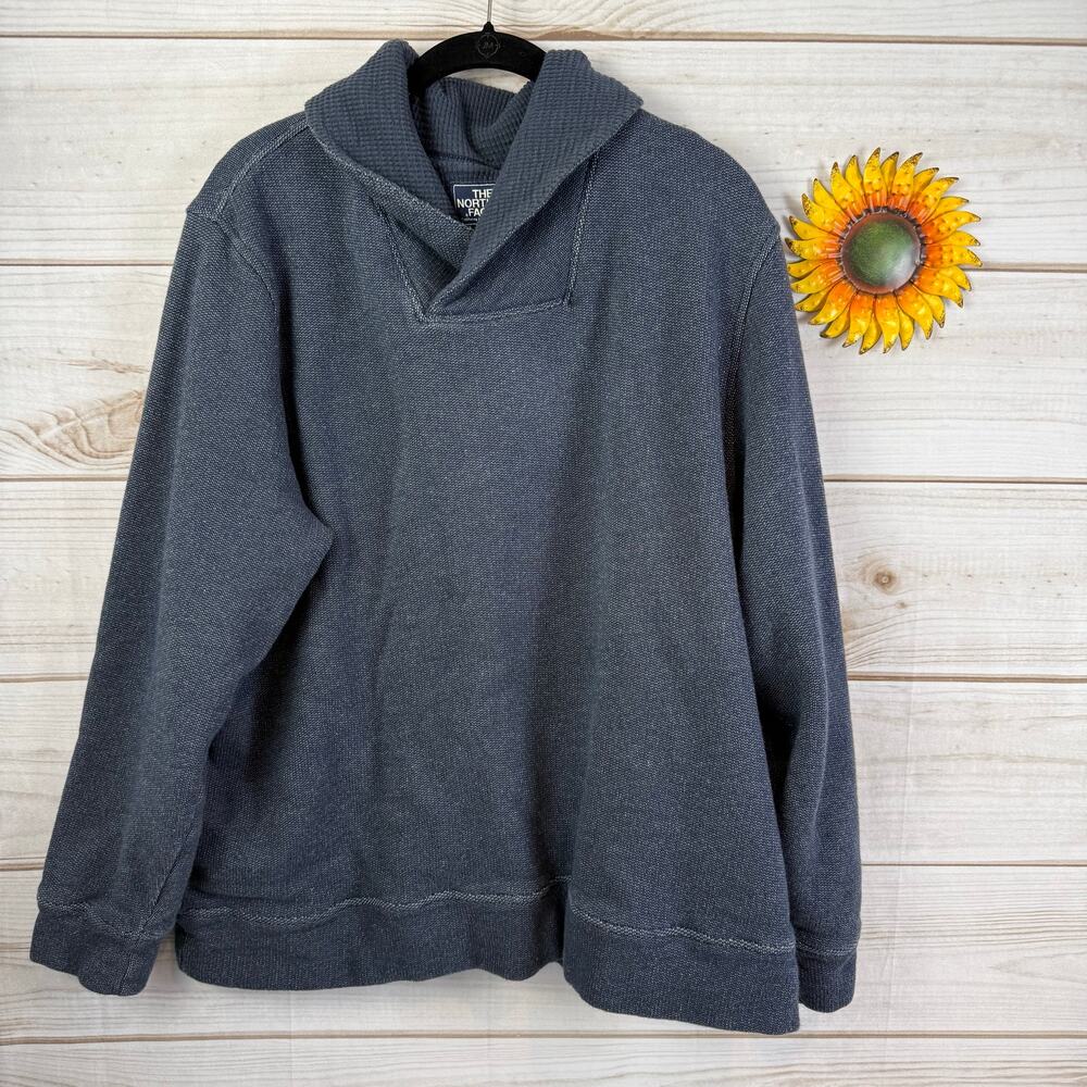 The North Face Mens Shawl‎ Collar Pullover Sweatshirt Navy Blue Size XXL